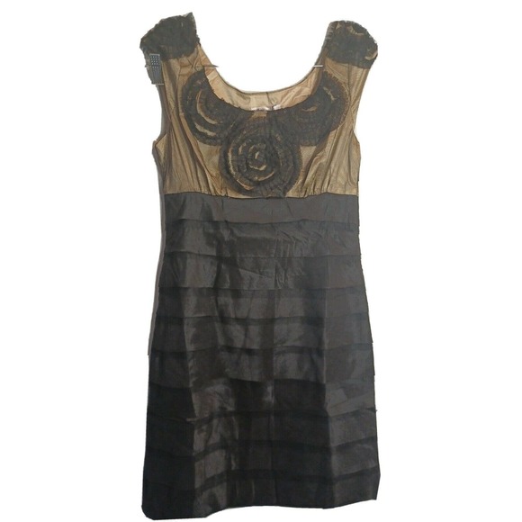 New Lucy & Co. Black And Beige Mini Dress Size LARGE - Picture 1 of 10